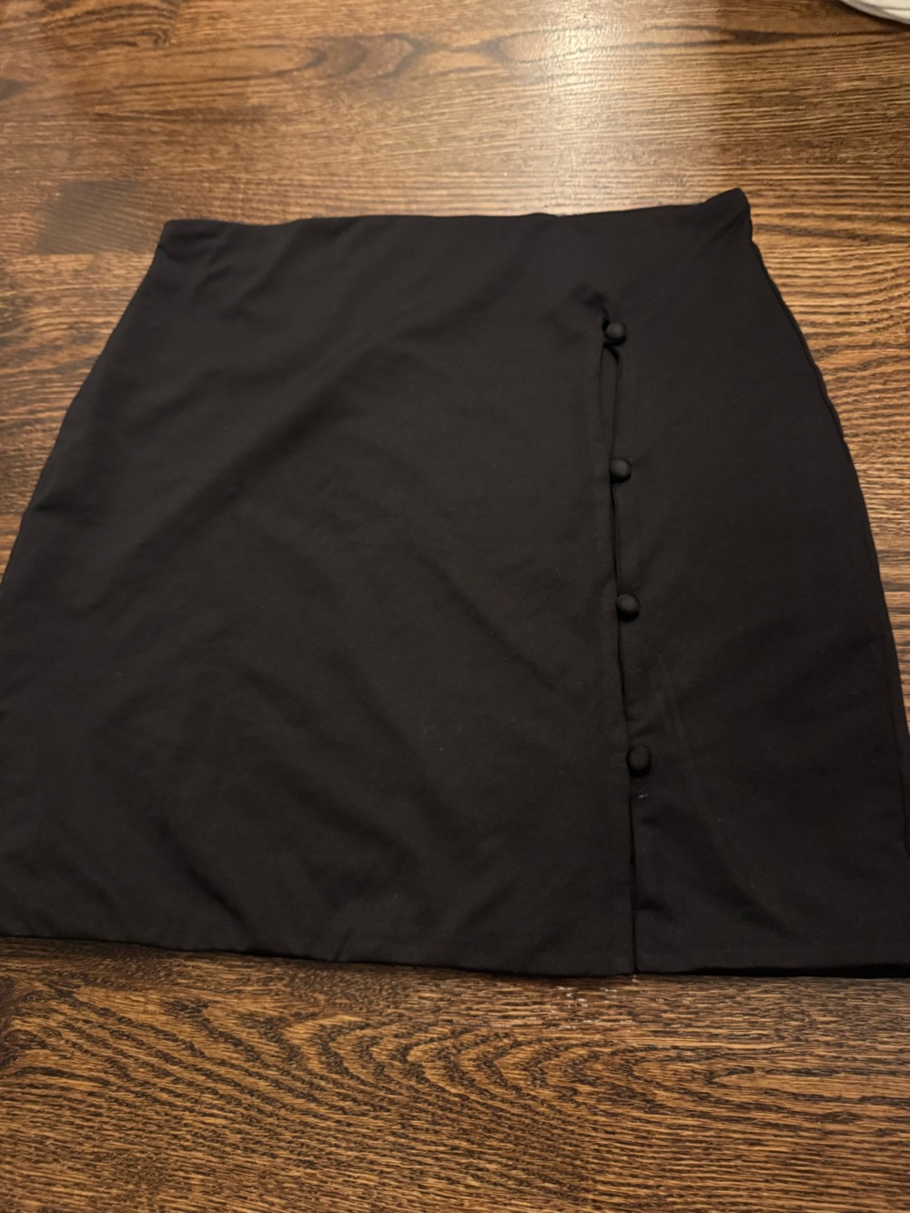 Princess Polly Black Mini Skirt with Covered Button Placket